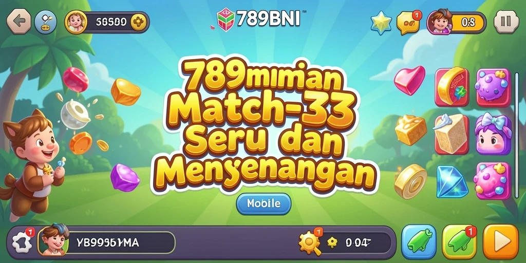 Tampilan gameplay 789BNI dengan permata yang berwarna-warni dan serunya mencocokkan.