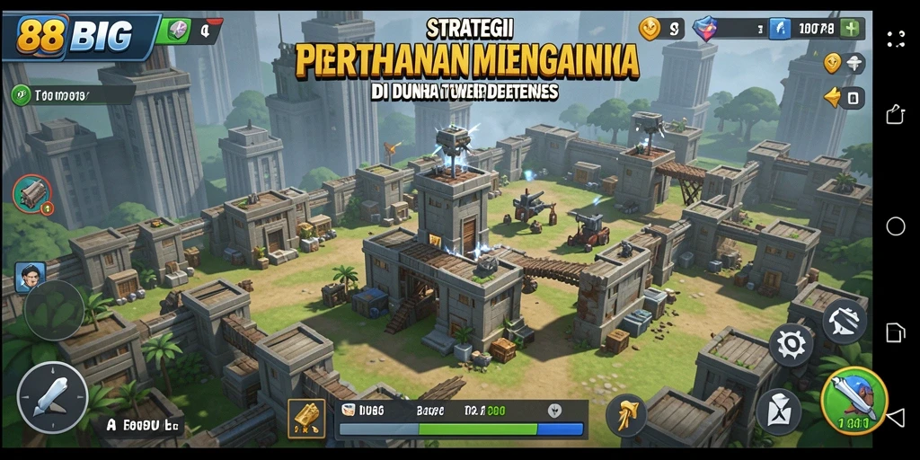 Screenshot utama 88BIG menampilkan aksi pertahanan yang mendebarkan dalam gameplay Tower Defense.
