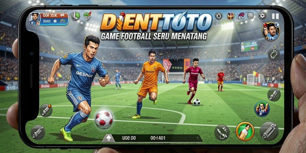 Gameplay seru DENTOTO dengan aksi sepak bola yang mengagumkan.