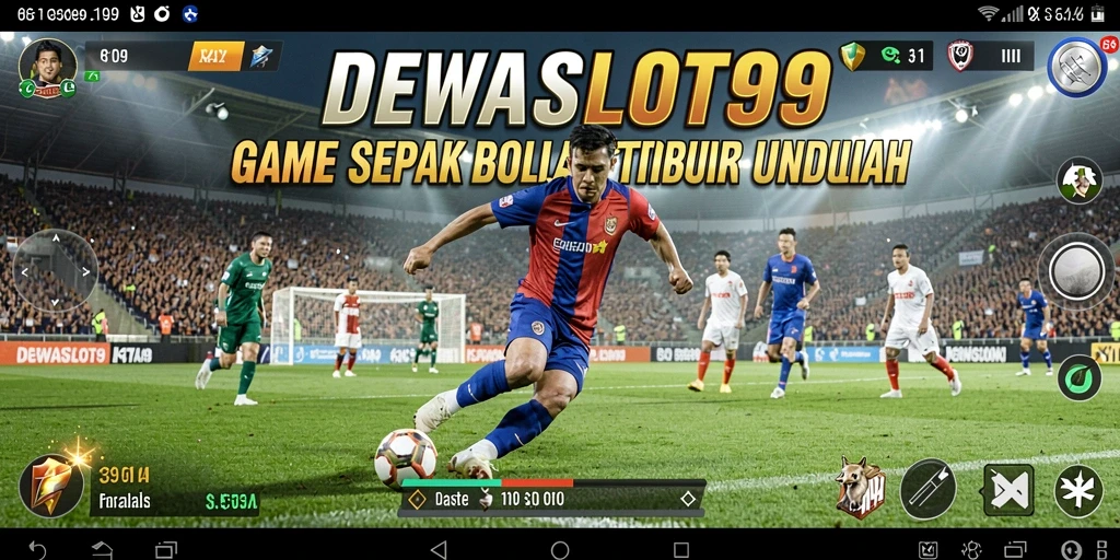 Tampilan gameplay DEWASLOT99 dengan grafis sepak bola yang menakjubkan.