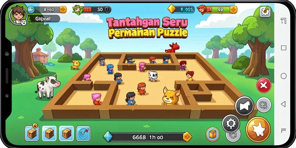 Screenshot utama G668 menampilkan gameplay seru dalam menyelesaikan puzzle.