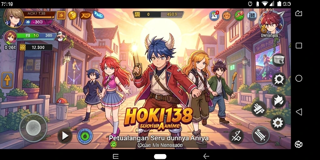 Tampilan layar gameplay HOKI138 yang penuh warna dan karakter Anime.