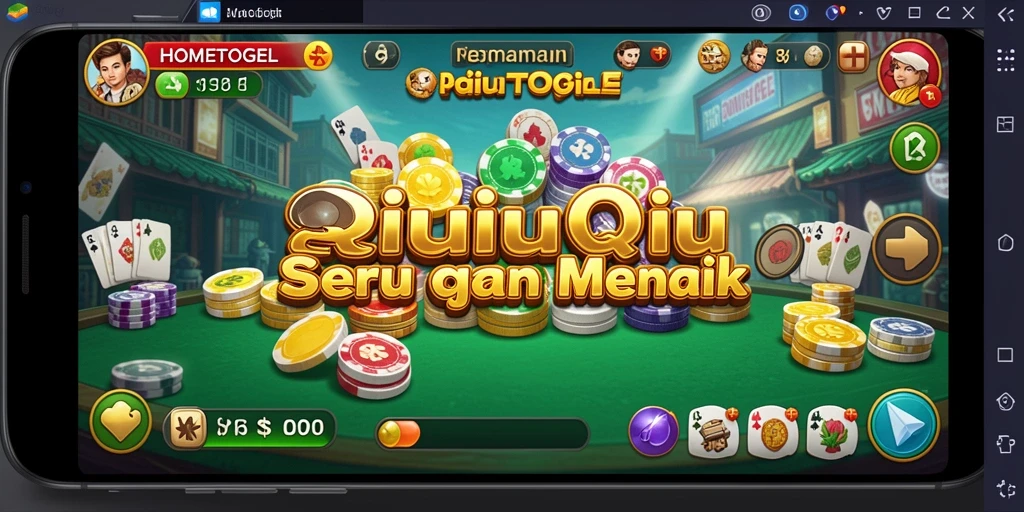 Screenshot HOMETOGEL menampilkan aksi seru permainan QiuQiu.