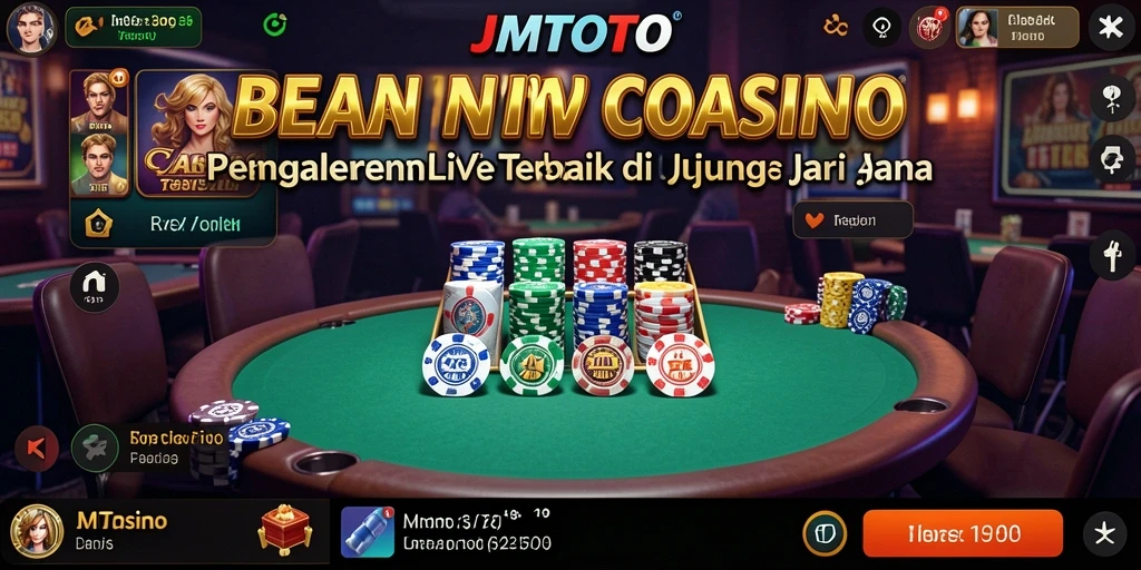 Tangkapan layar menampilkan dealer profesional dalam permainan Live Casino di JMTOTO.