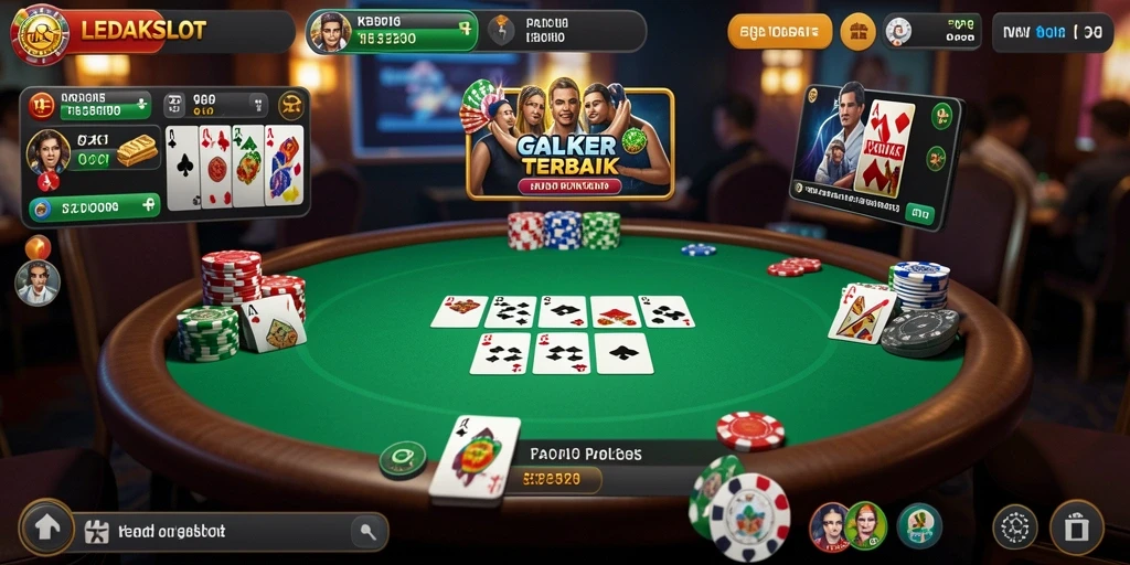 Tampilan gameplay Poker yang menarik dalam LEDAKSLOT.