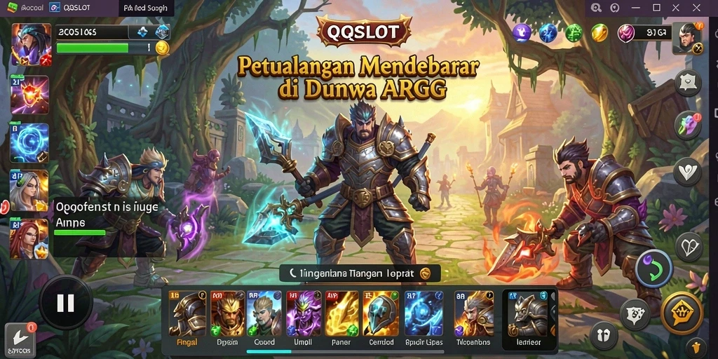 Tampilan gameplay <strong>QQSLOT</strong> menunjukkan pertarungan epik dan lingkungan yang menakjubkan.
