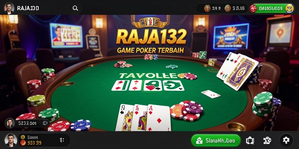 Gameplay seru dalam aplikasi Poker RAJA132 dengan tampilan menarik.
