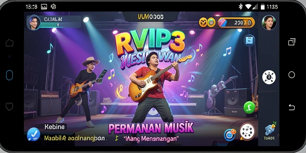 Tampilan gameplay RVIP3 menampilkan momen seru saat bermain musik.