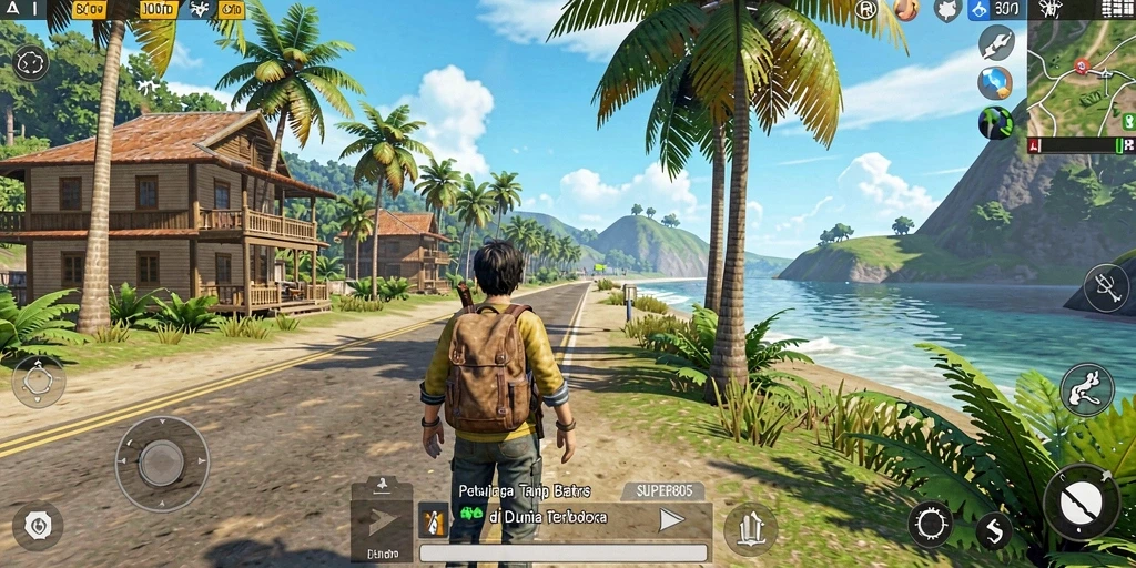 Gameplay SUPER805 menunjukkan kebebasan eksplorasi di dunia terbuka.