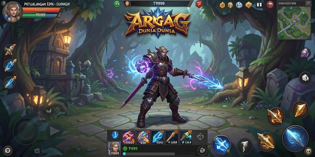 Screenshot T9999 menampilkan aksi pertarungan seru dalam gameplay ARPG.