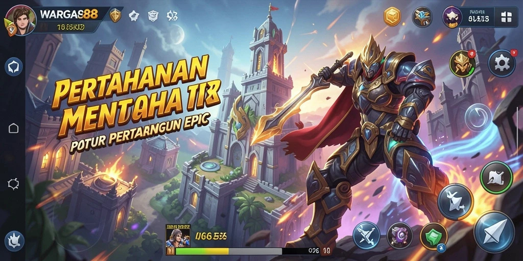 Tampilan gameplay menara pertahanan dengan aksi seru yang mendebarkan.
